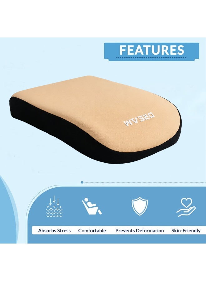 SPIDER Memory Foam Car Armrest Cushion Pad – Center Console Support Pillow, Soft Breathable Arm Rest Cover for Car, SUV, Truck, Office Chair – Pressure Relief, Anti-Slip Base, Universal Fit - Beige - Image 3